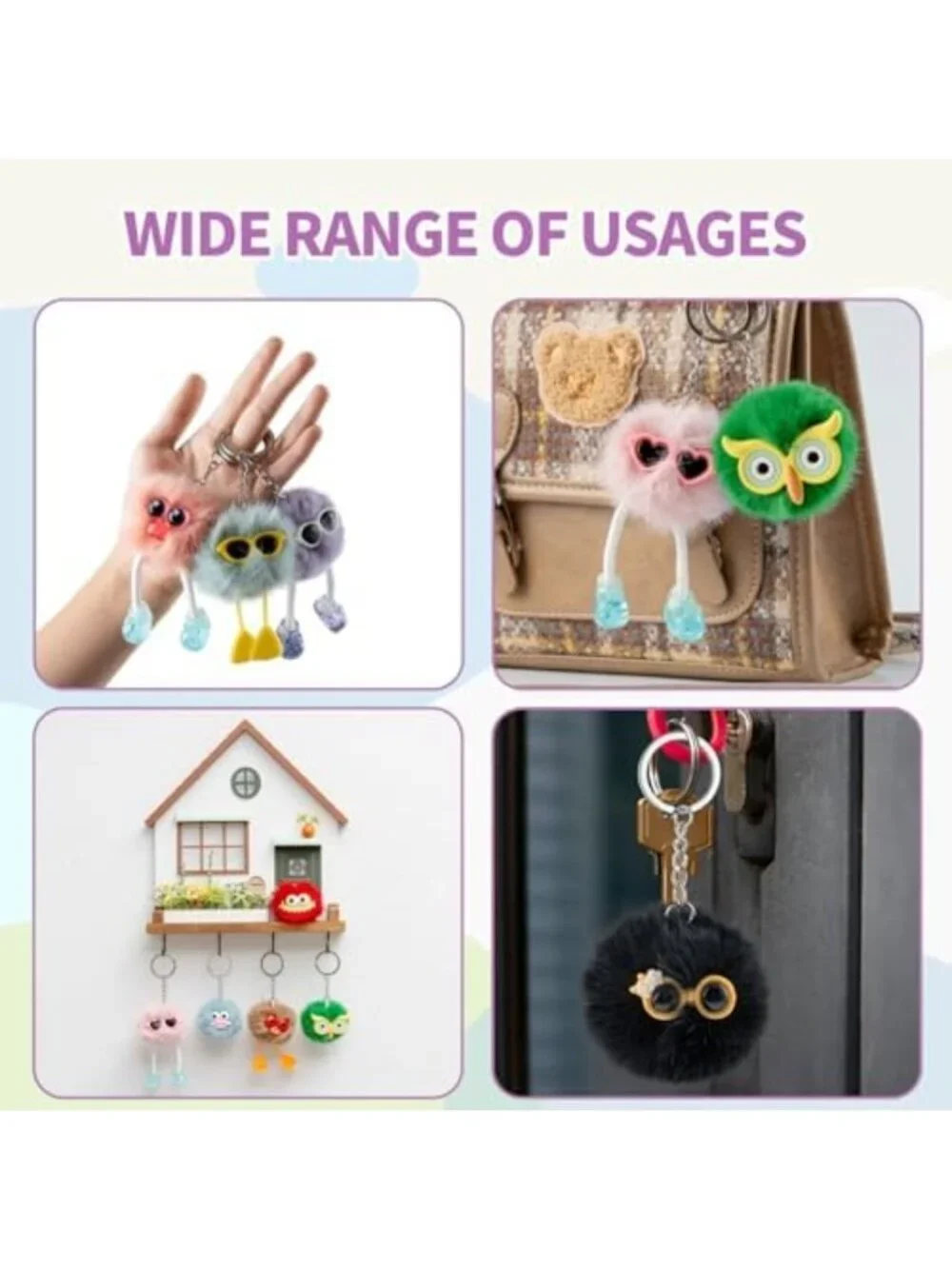 36 Plush Keychains - Cute Fuzzy Keychains for Kids, Birthday Party Favors
